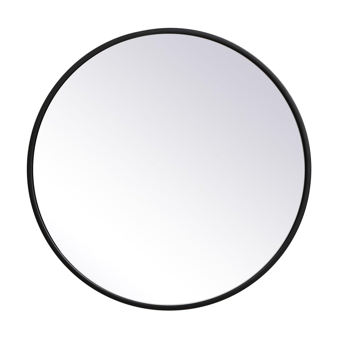 Metal Frame Round Mirror II in Black by Elegant