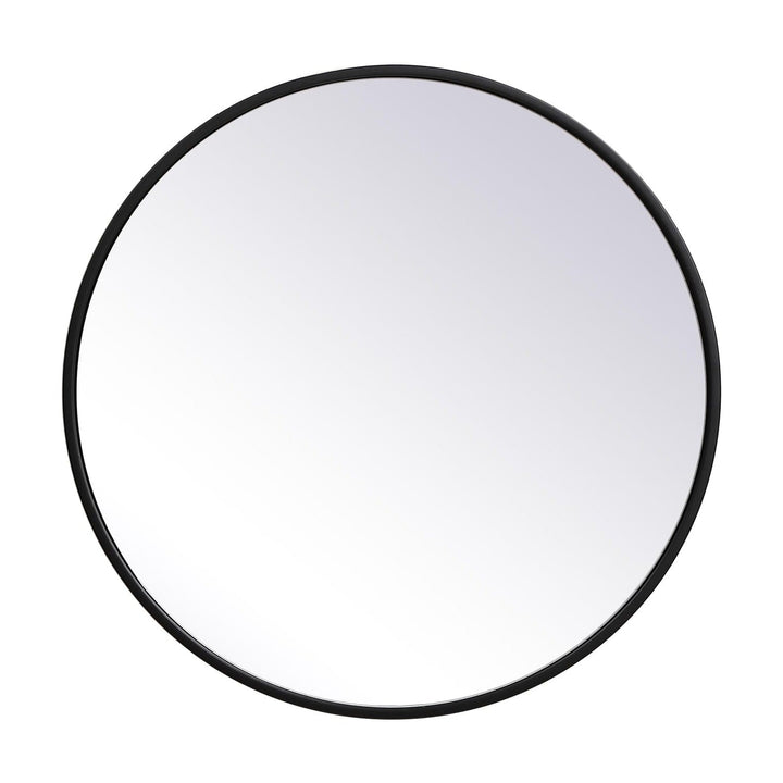 Metal Frame Round Mirror II in Black by Elegant