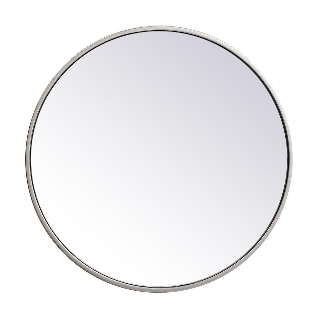 Metal Frame Round Mirror II in Silver by Elegant