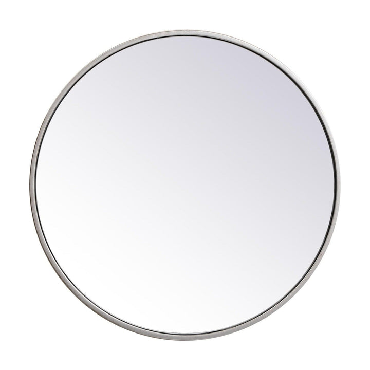 Metal Frame Round Mirror II in Silver by Elegant