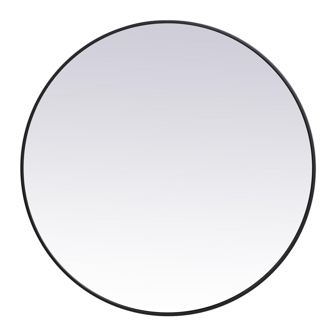 Metal Frame Round Mirror II in Black by Elegant