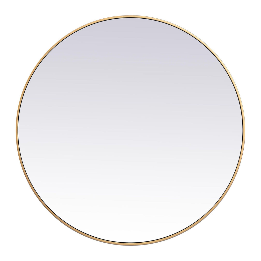 Metal Frame Round Mirror II in Brass by Elegant