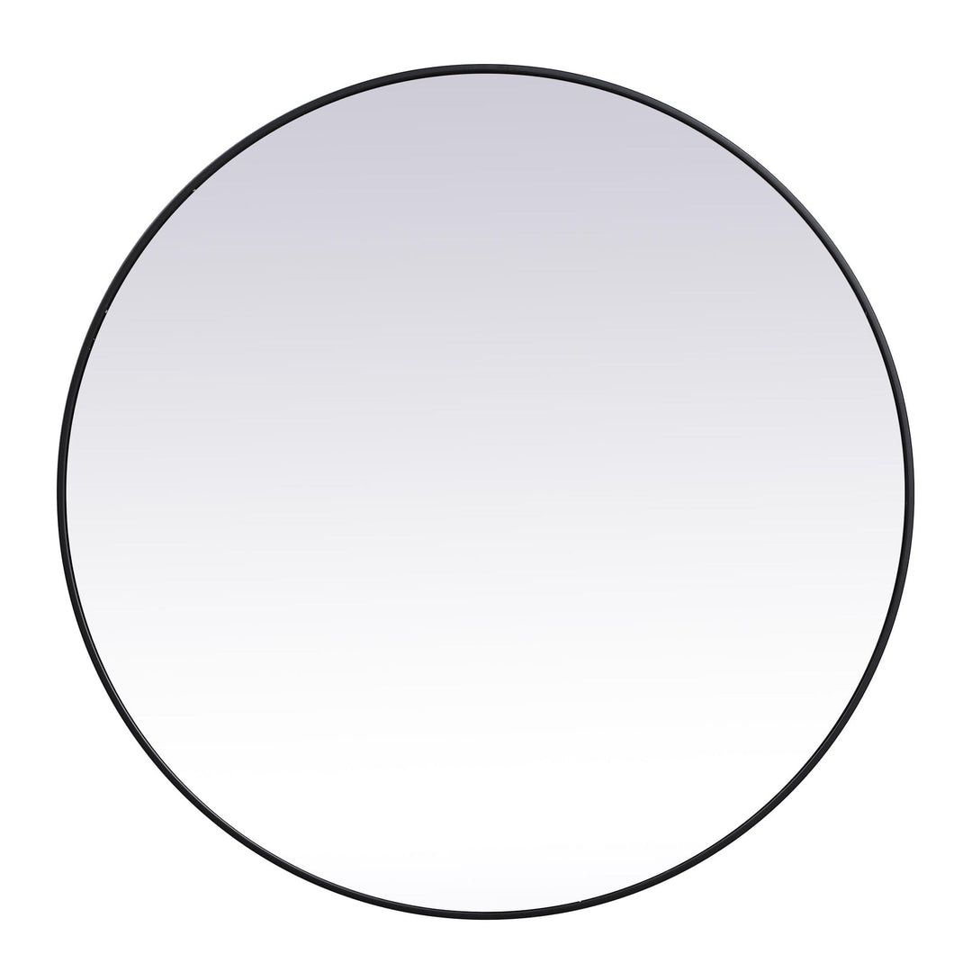 Metal Frame Round Mirror II in Black by Elegant