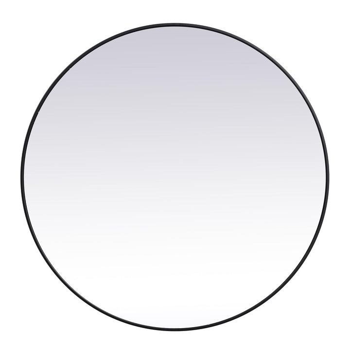 Metal Frame Round Mirror II in Black by Elegant