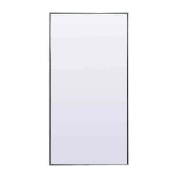 Metal Frame Rectangle Full Length Mirror in Silver by Elegant