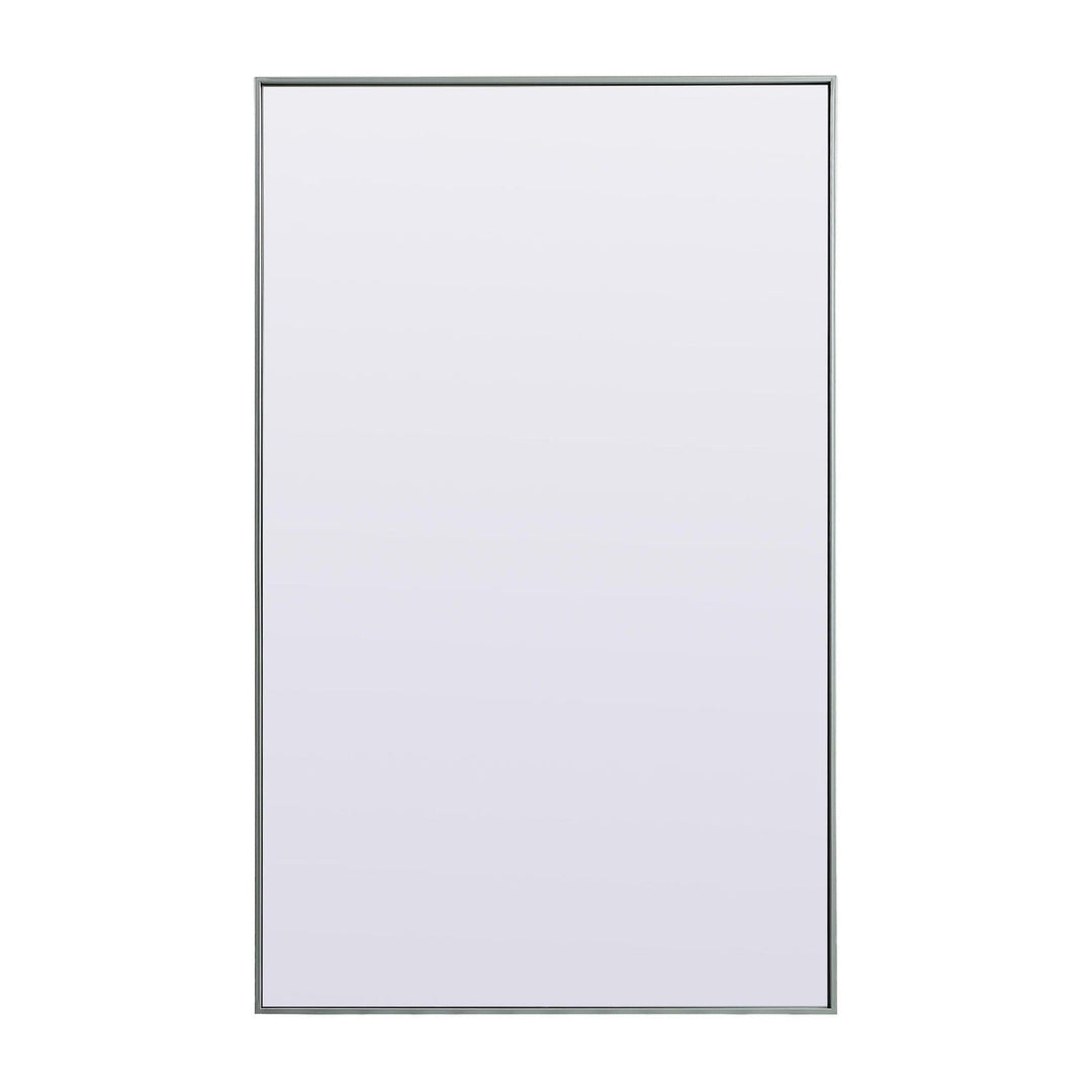 Metal Frame Rectangle Full Length Mirror in Silver by Elegant