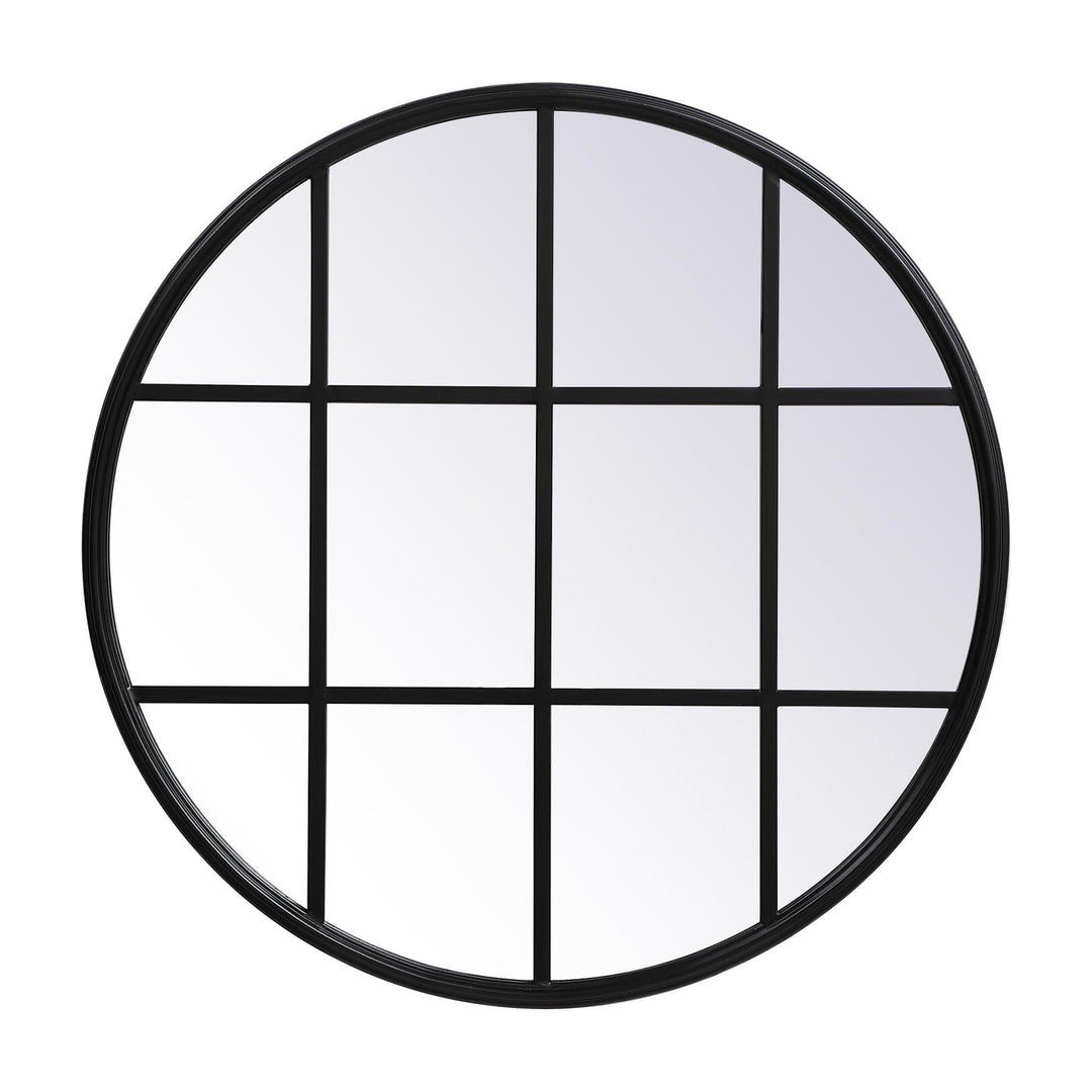Metal Windowpane Mirror in Black by Elegant
