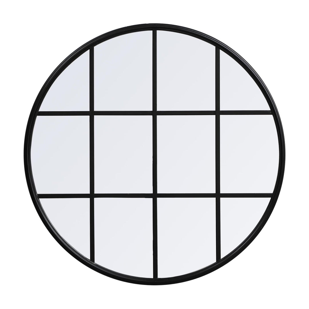 Metal Windowpane Mirror in Black by Elegant