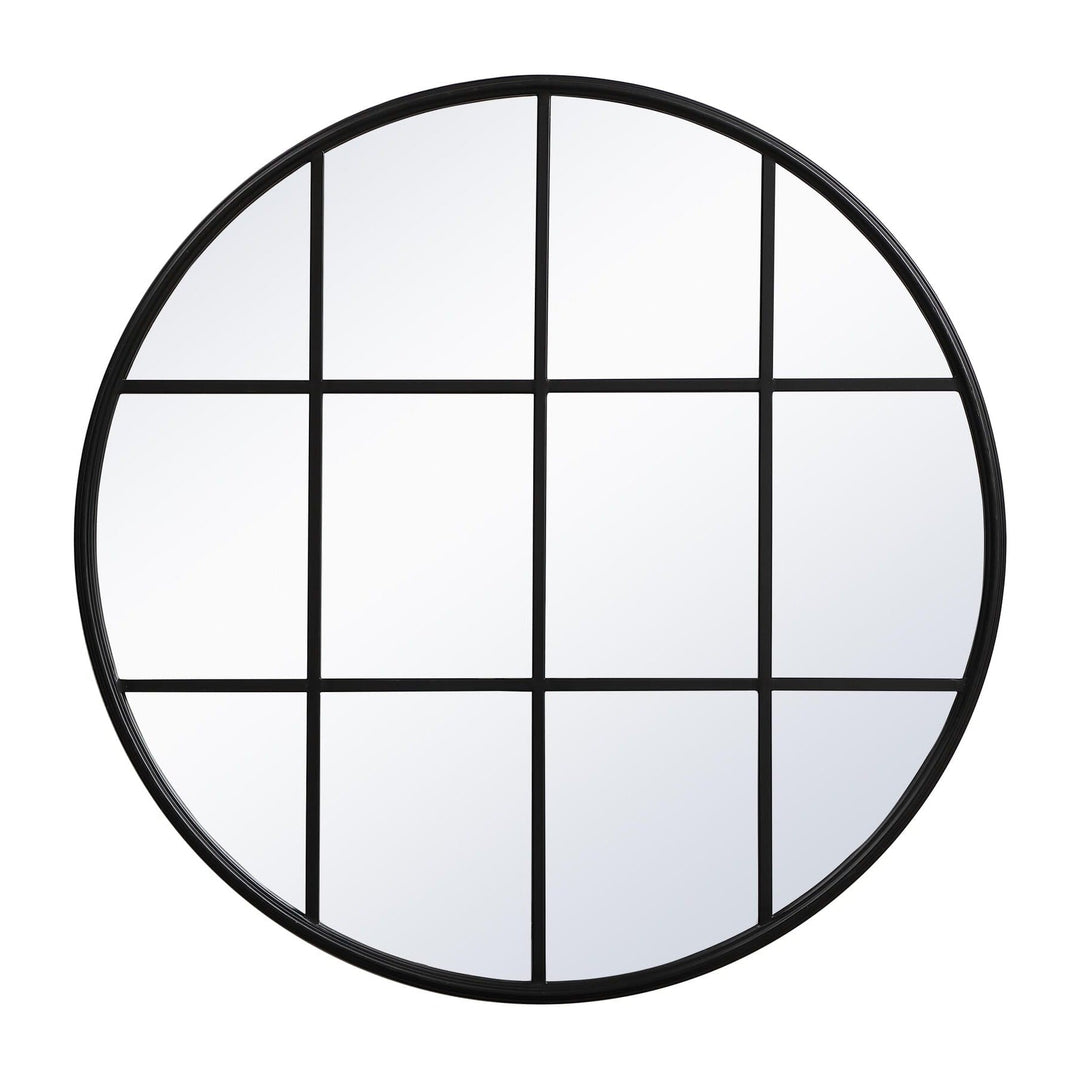 Metal Windowpane Mirror in Black by Elegant