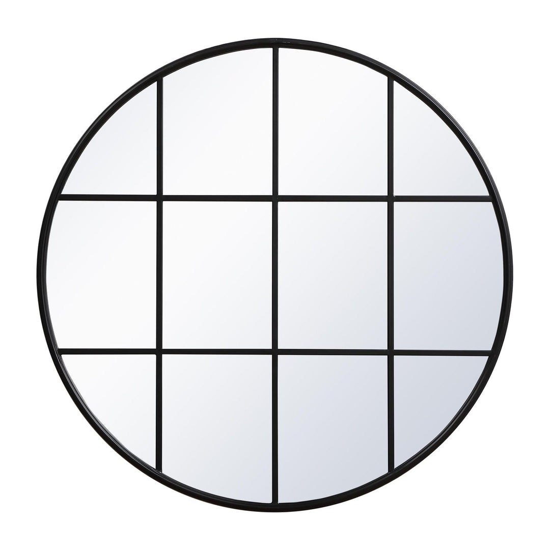 Metal Windowpane Mirror in Black by Elegant