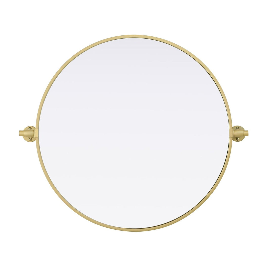 Metal Frame Round Mirror in Brass by Elegant