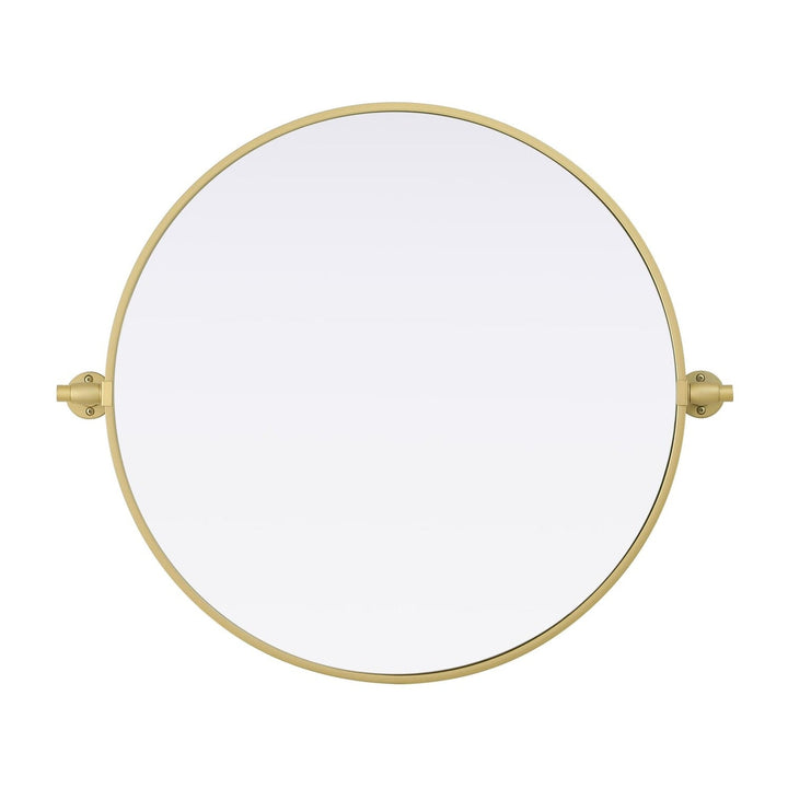Metal Frame Round Mirror in Brass by Elegant