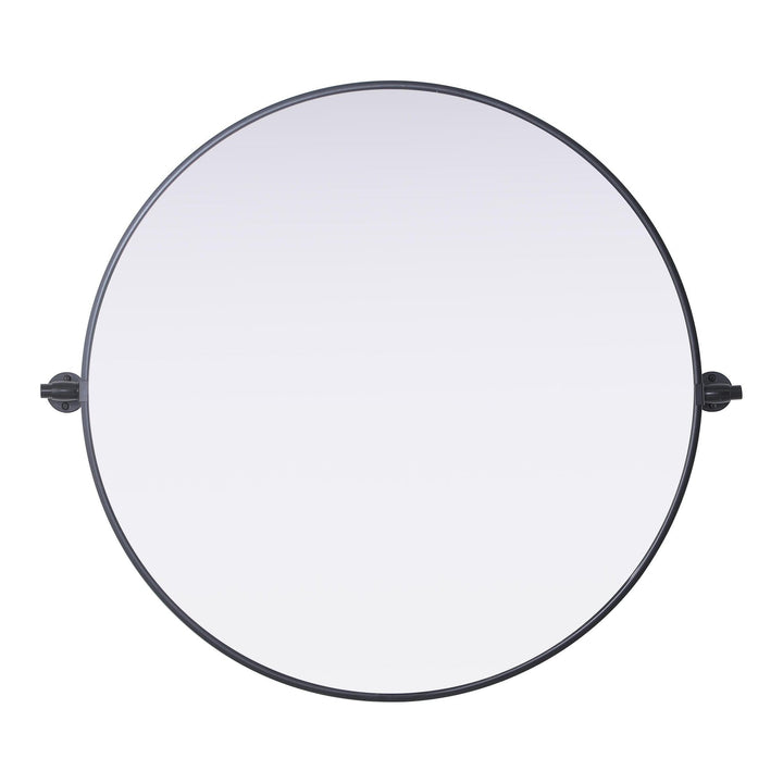 Metal Frame Round Mirror in Black by Elegant