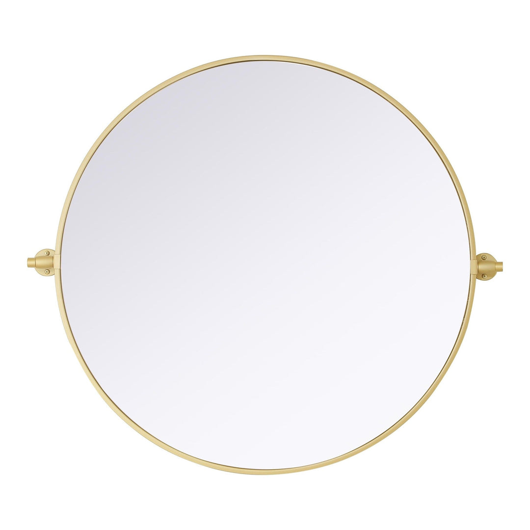Metal Frame Round Mirror in Brass by Elegant