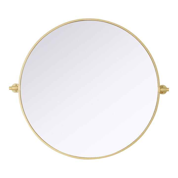 Metal Frame Round Mirror in Brass by Elegant
