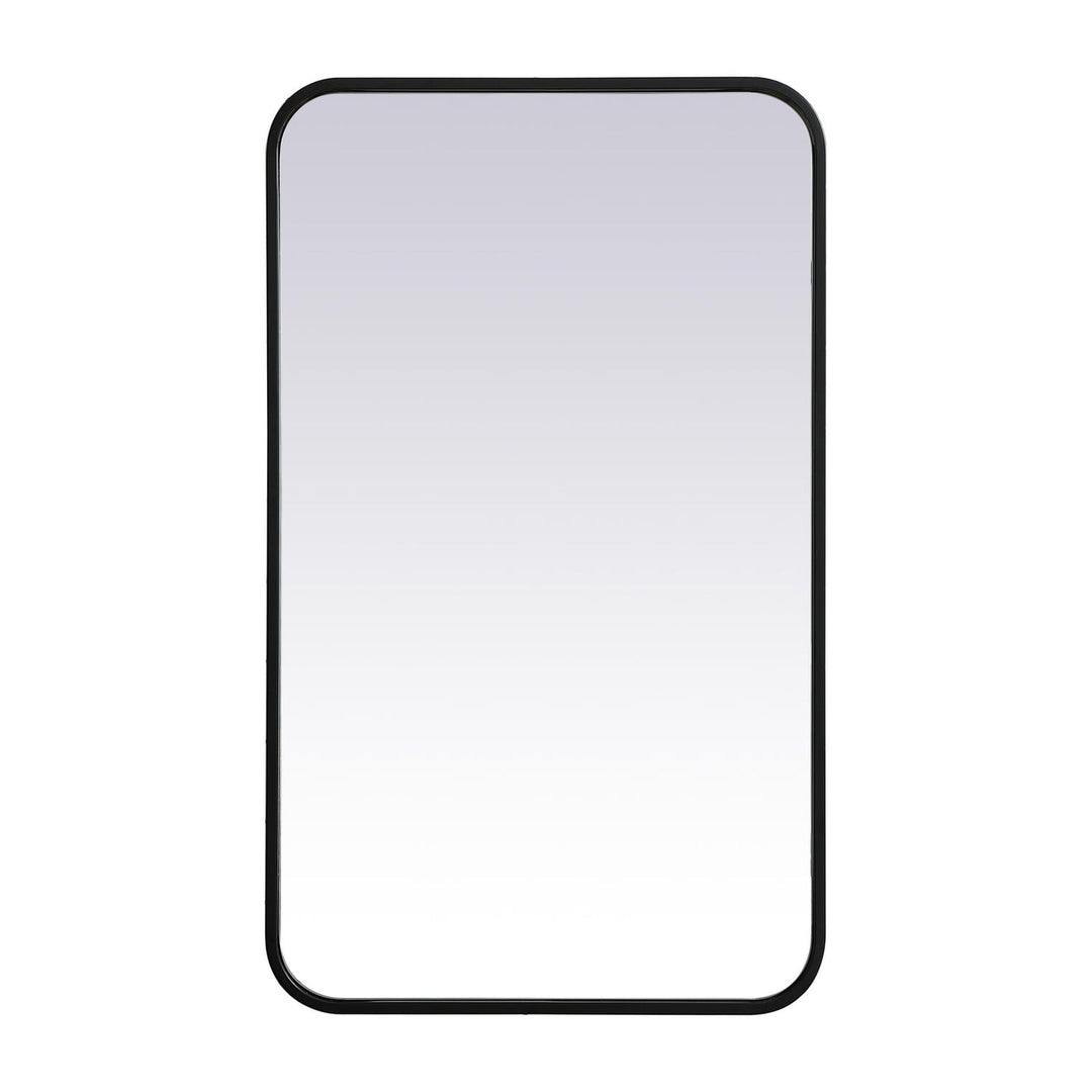 Soft Corner Metal Rectangular Mirror in Black by Elegant