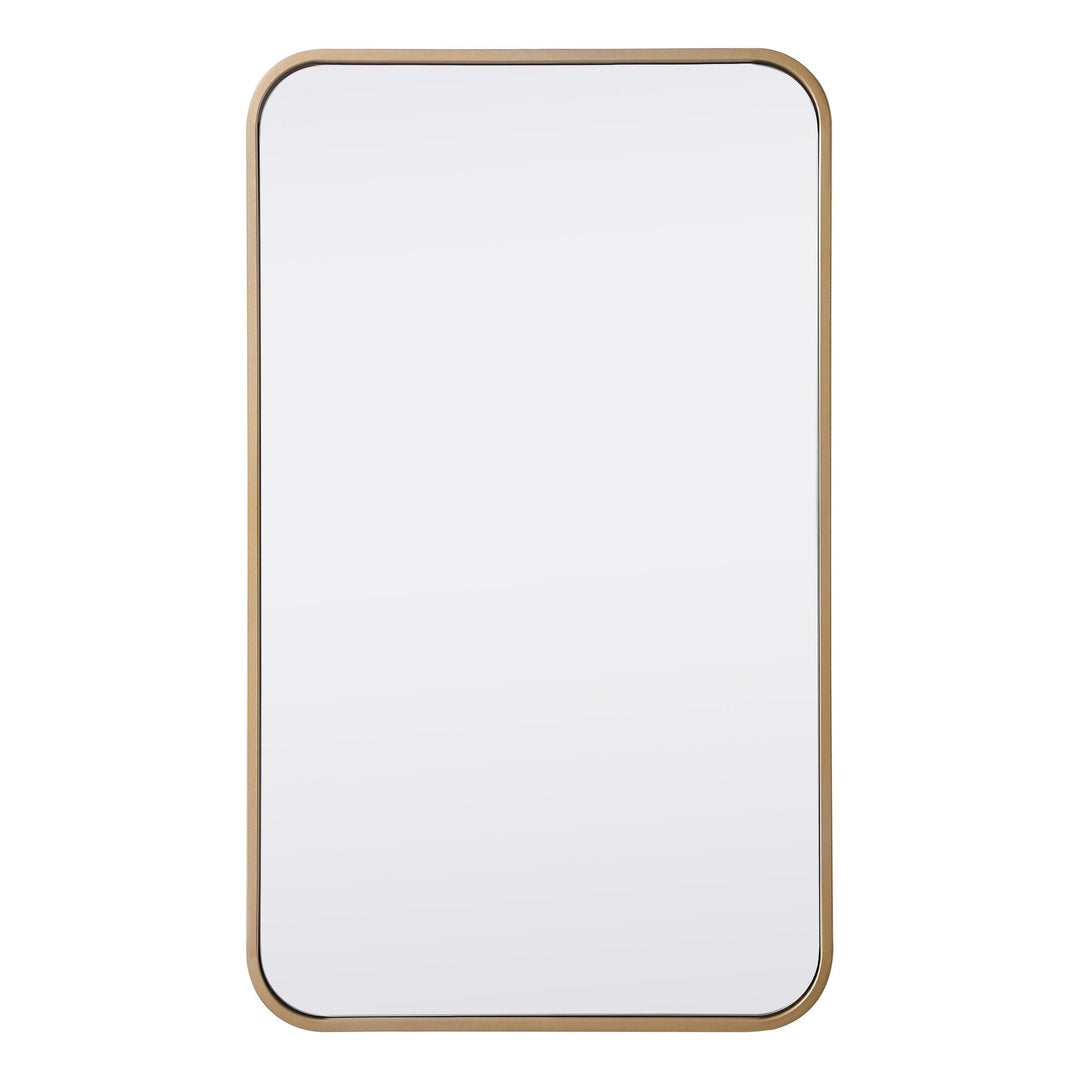 Soft Corner Metal Rectangular Mirror in Brass by Elegant
