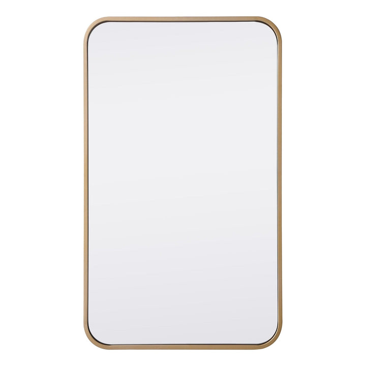 Soft Corner Metal Rectangular Mirror in Brass by Elegant