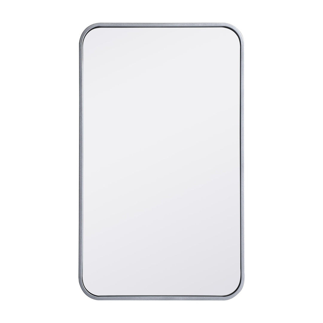 Soft Corner Metal Rectangular Mirror in Silver by Elegant