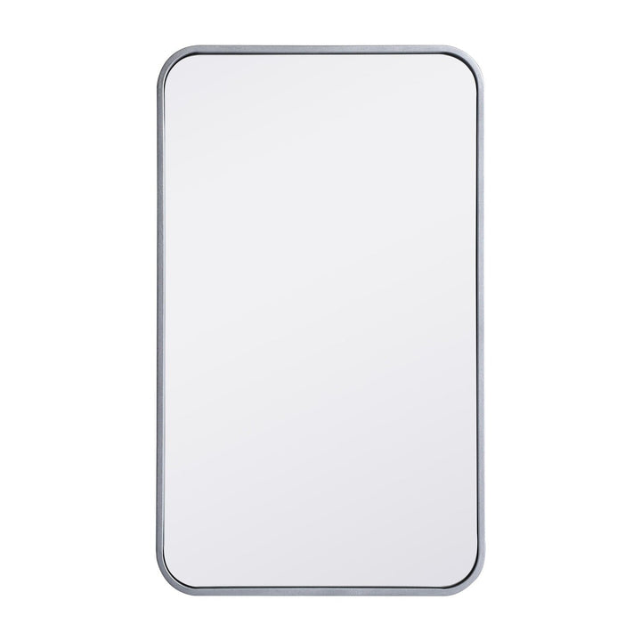Soft Corner Metal Rectangular Mirror in Silver by Elegant