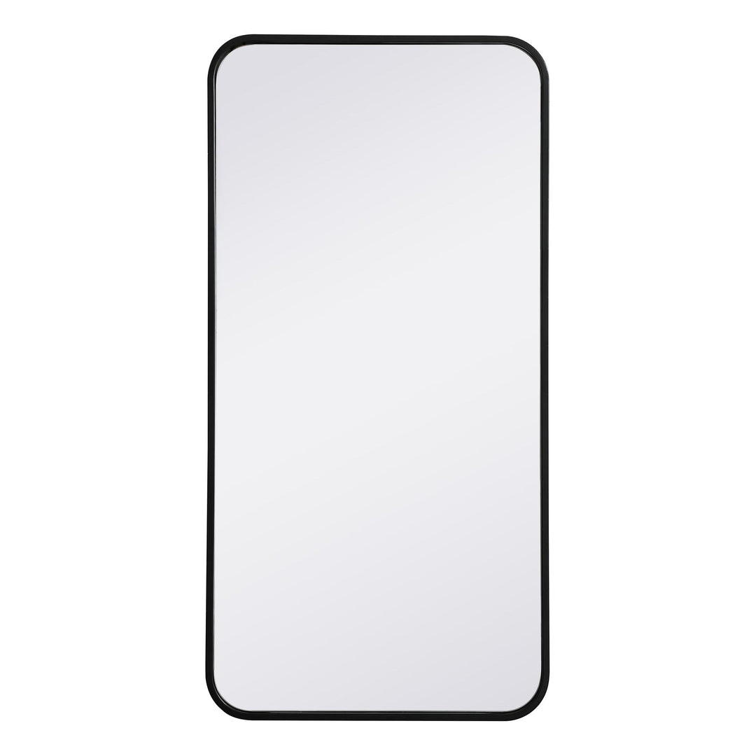 Soft Corner Metal Rectangular Mirror in Black by Elegant