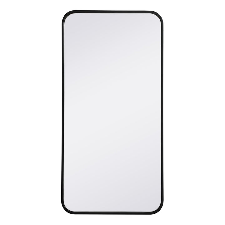 Soft Corner Metal Rectangular Mirror in Black by Elegant