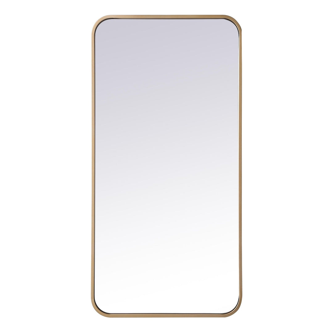 Soft Corner Metal Rectangular Mirror in Brass by Elegant