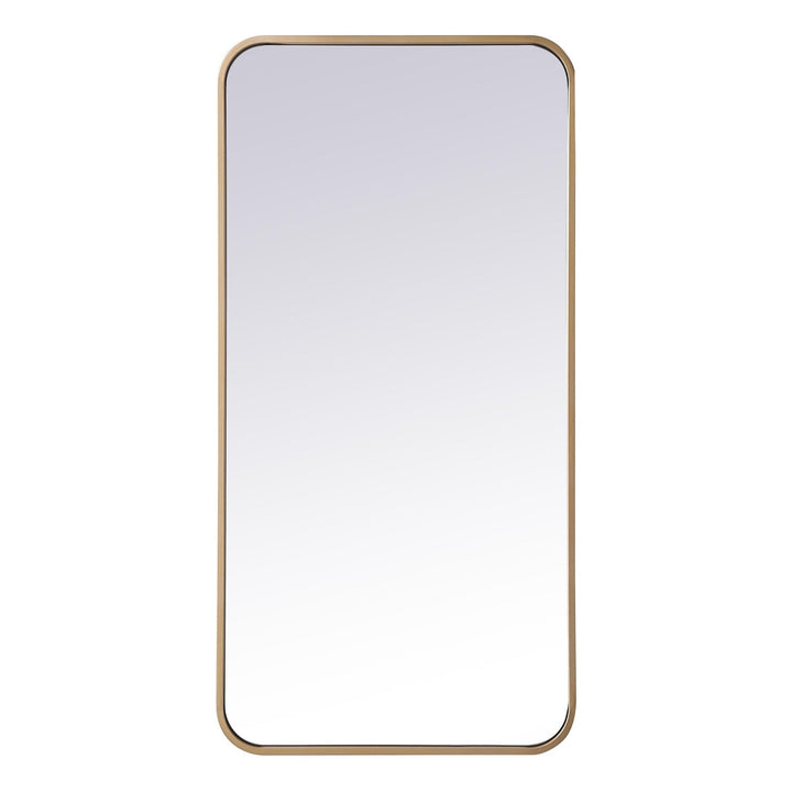 Soft Corner Metal Rectangular Mirror in Brass by Elegant
