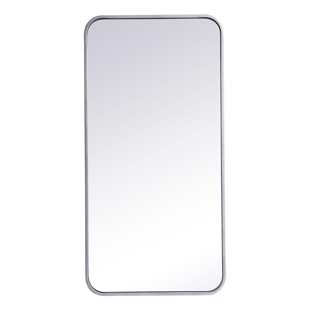 Soft Corner Metal Rectangular Mirror in Silver by Elegant