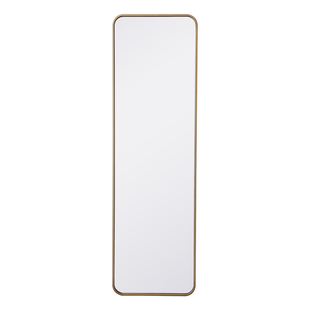 Soft Corner Metal Rectangular Mirror in Brass by Elegant