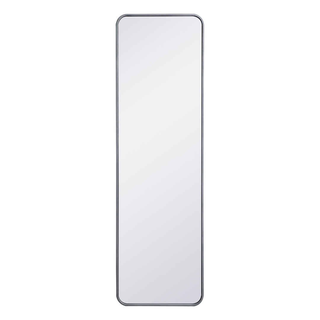 Soft Corner Metal Rectangular Mirror in Silver by Elegant