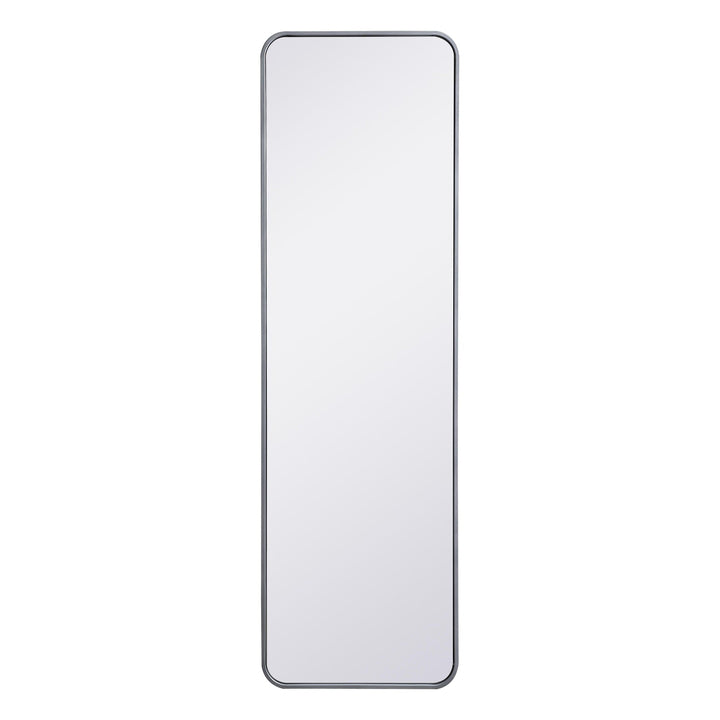 Soft Corner Metal Rectangular Mirror in Silver by Elegant
