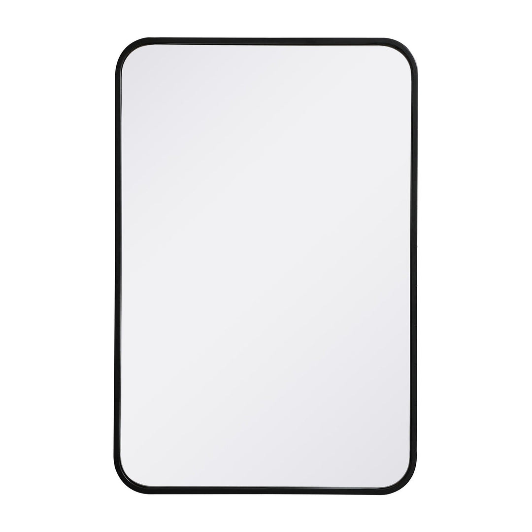 Soft Corner Metal Rectangular Mirror in Black by Elegant
