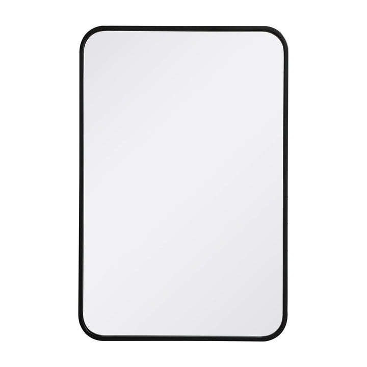 Soft Corner Metal Rectangular Mirror in Black by Elegant