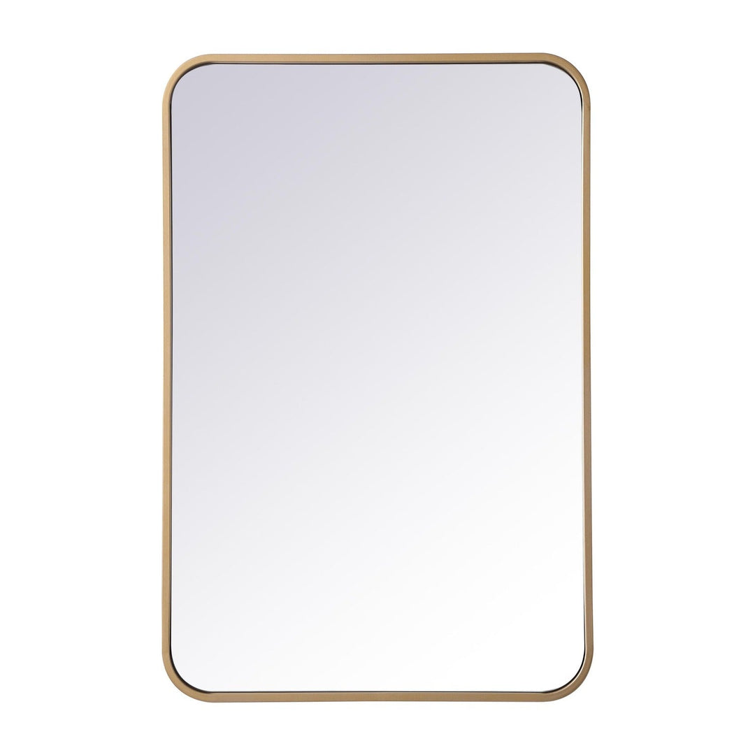 Soft Corner Metal Rectangular Mirror in Brass by Elegant