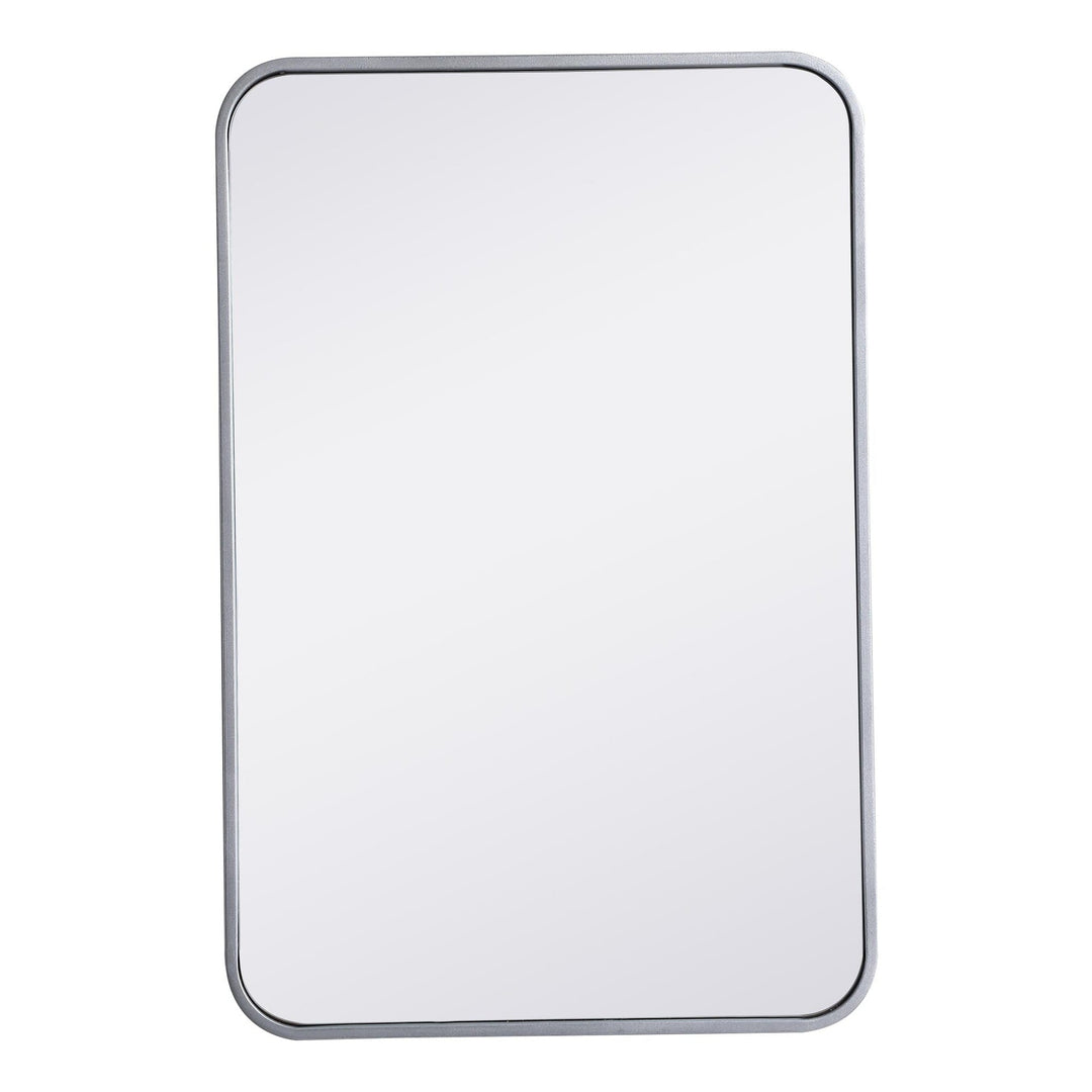 Soft Corner Metal Rectangular Mirror in Silver by Elegant