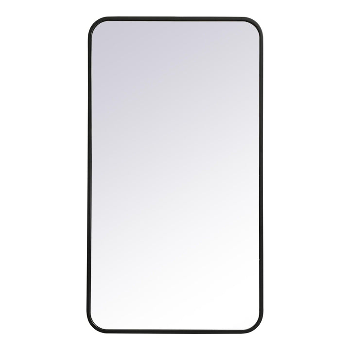 Soft Corner Metal Rectangular Mirror in Black by Elegant