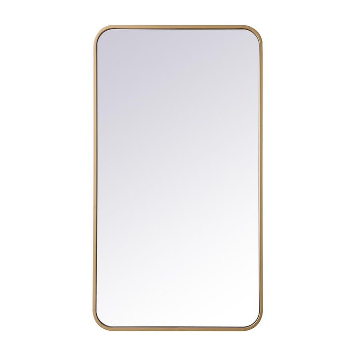 Soft Corner Metal Rectangular Mirror in Brass by Elegant
