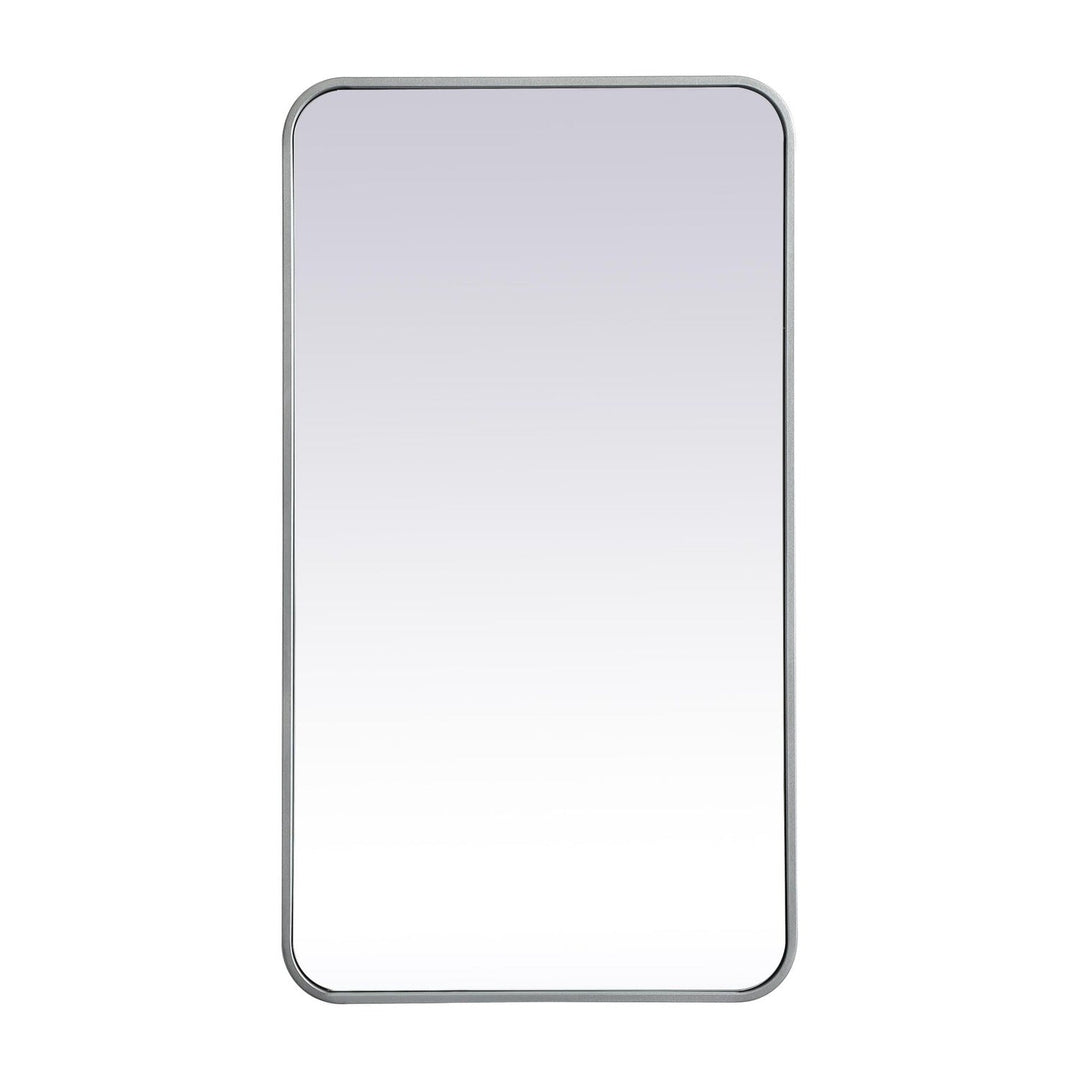 Soft Corner Metal Rectangular Mirror in Silver by Elegant