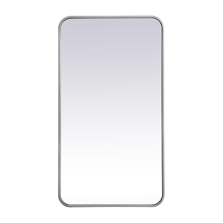 Soft Corner Metal Rectangular Mirror in Silver by Elegant