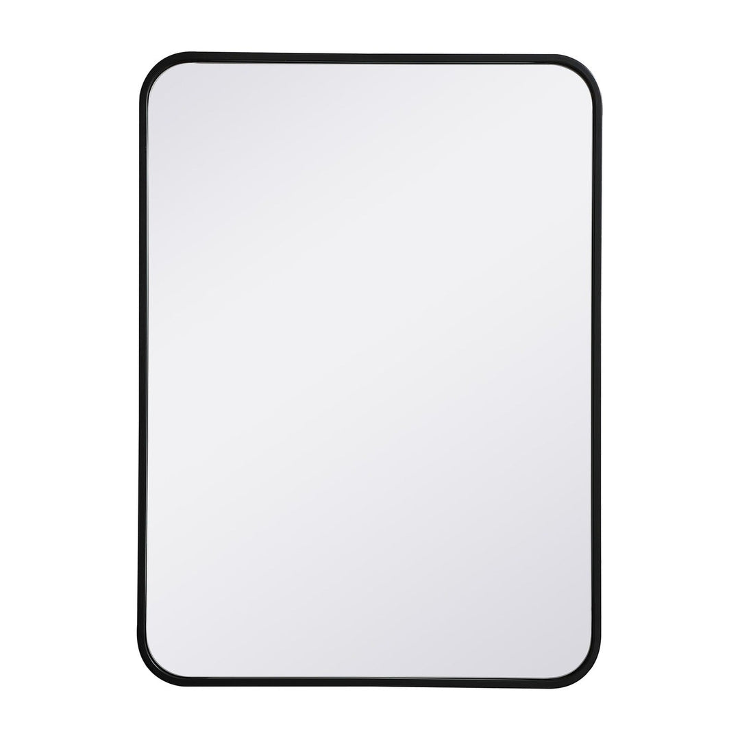 Soft Corner Metal Rectangular Mirror in Black by Elegant