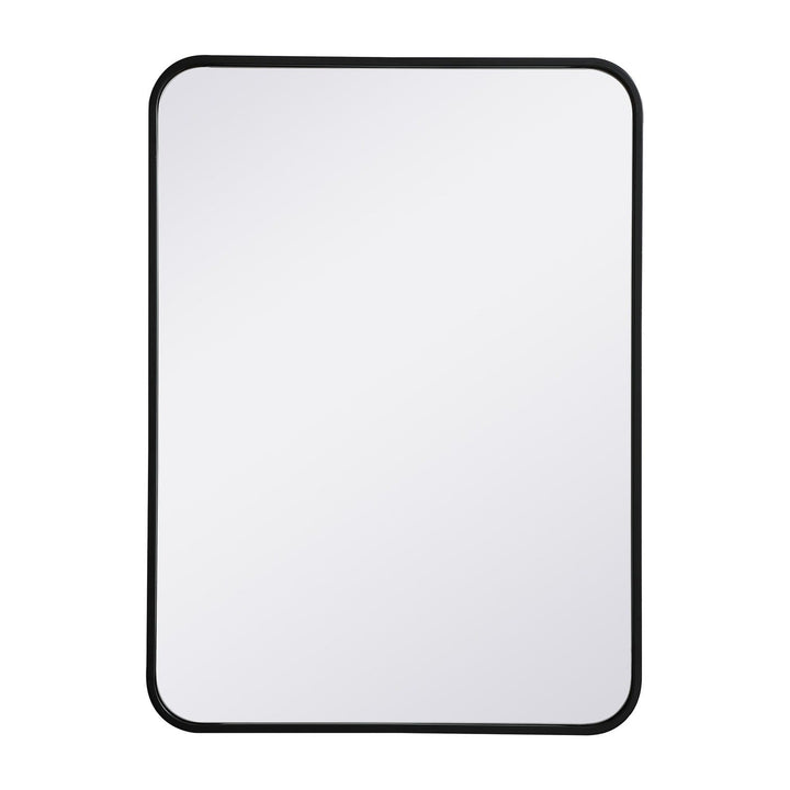 Soft Corner Metal Rectangular Mirror in Black by Elegant