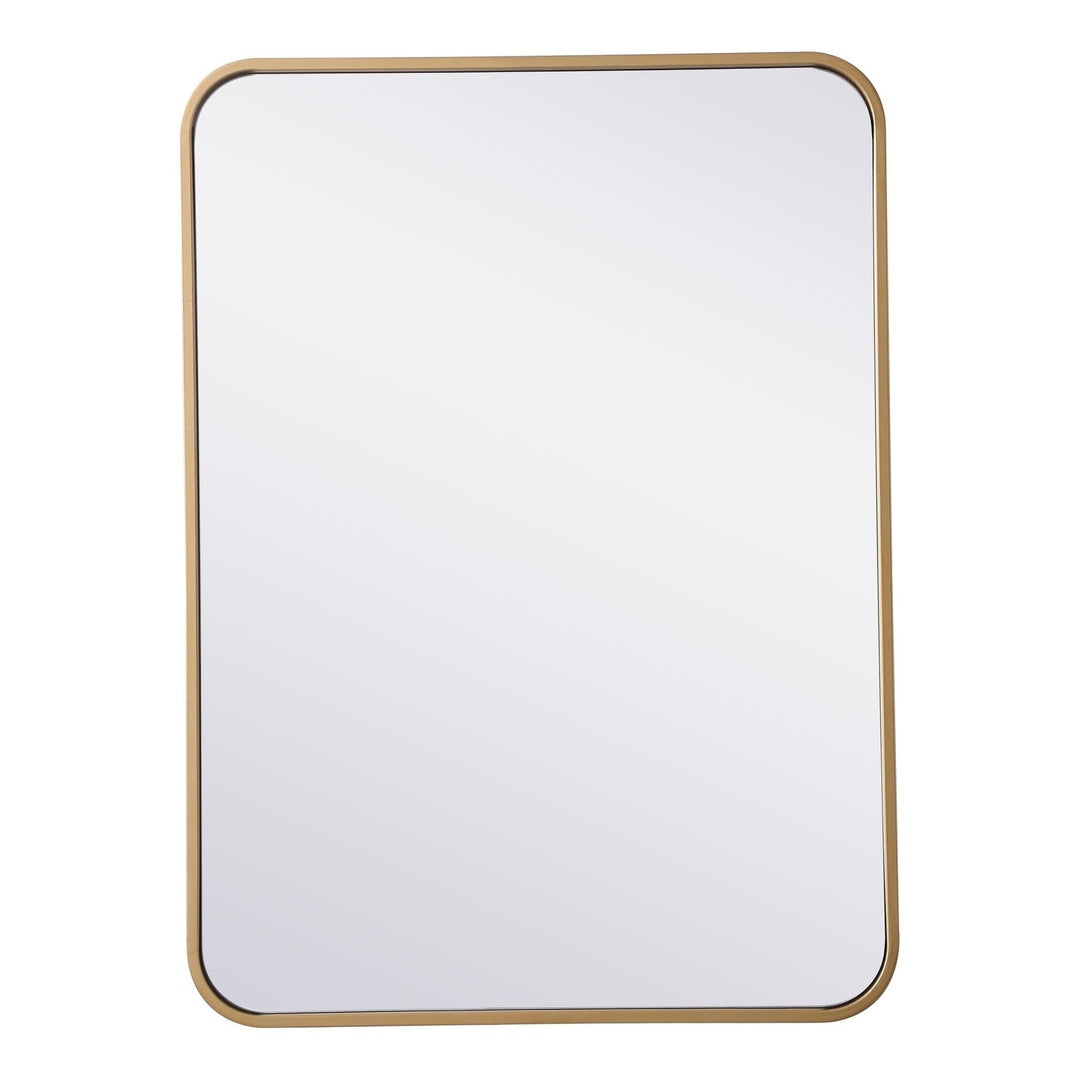 Soft Corner Metal Rectangular Mirror in Brass by Elegant