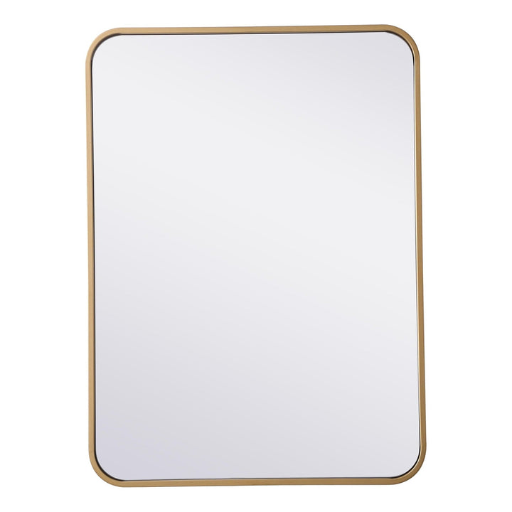 Soft Corner Metal Rectangular Mirror in Brass by Elegant