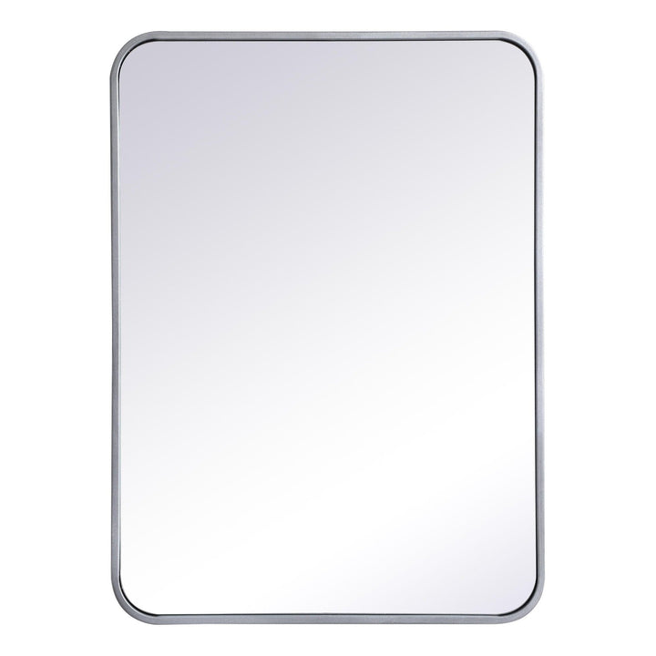 Soft Corner Metal Rectangular Mirror in Silver by Elegant