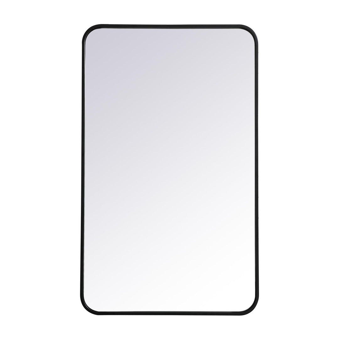 Soft Corner Metal Rectangular Mirror in Black by Elegant