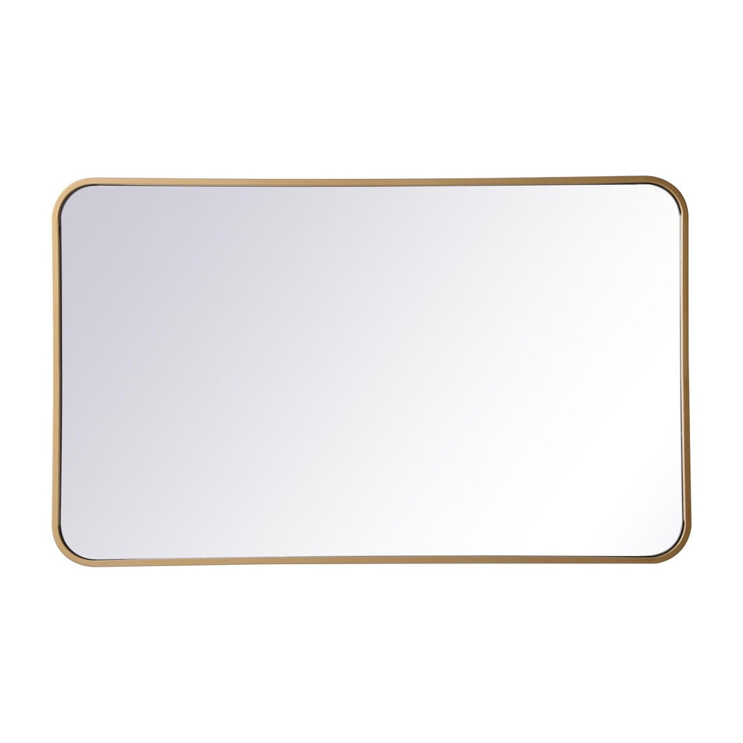 Soft Corner Metal Rectangular Mirror in Brass by Elegant