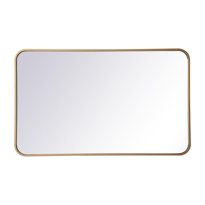 Soft Corner Metal Rectangular Mirror in Brass by Elegant