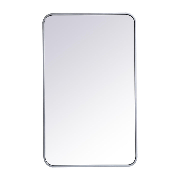 Soft Corner Metal Rectangular Mirror in Silver by Elegant
