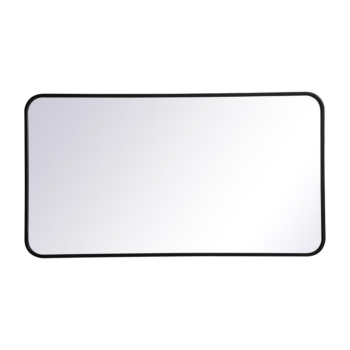 Soft Corner Metal Rectangular Mirror in Black by Elegant